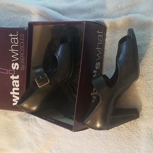 Black leather heels